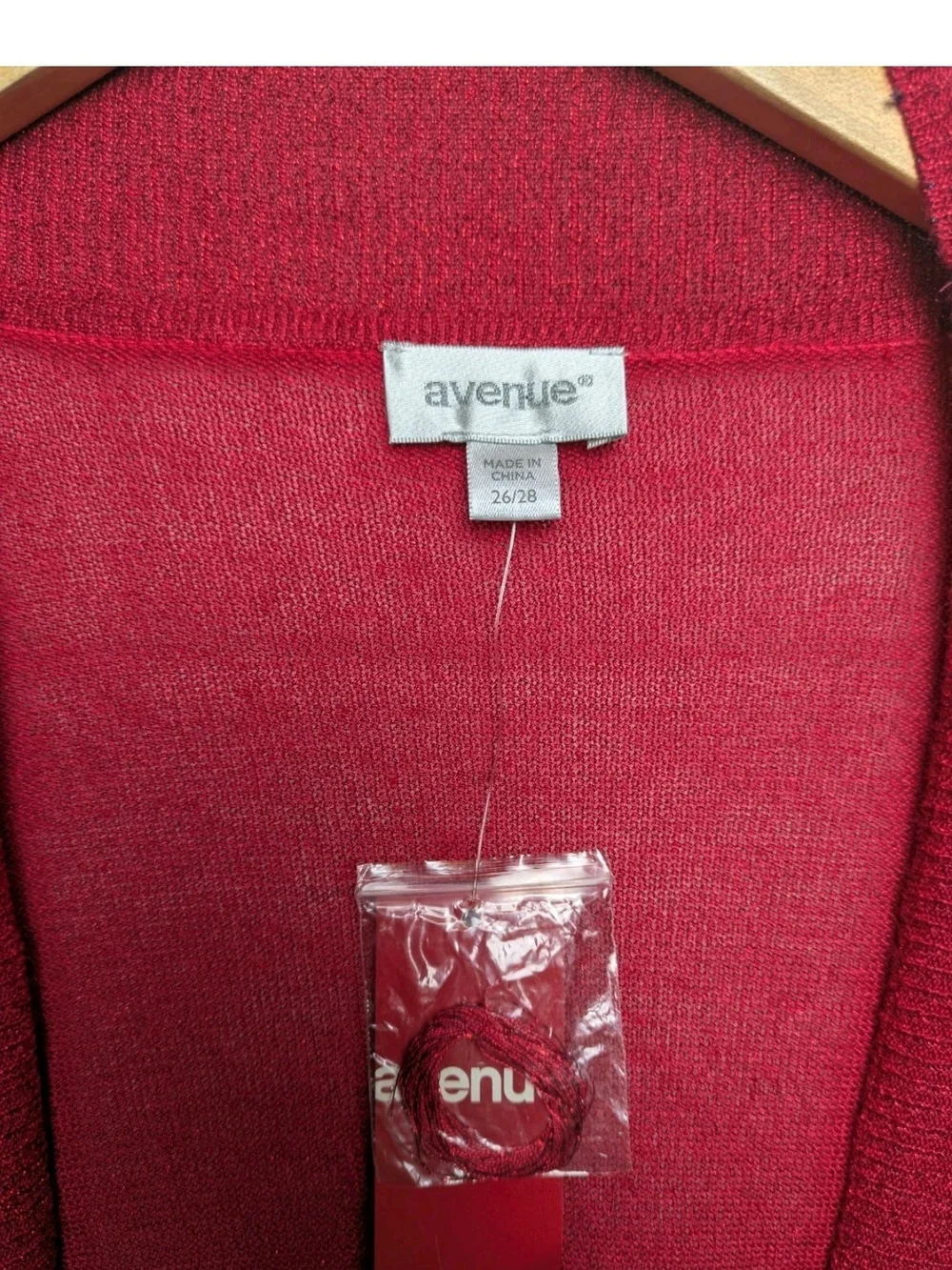 Avenue Red Sparkle Metallic Cardigan Open Front New NWT 26/28 3X Metallic
